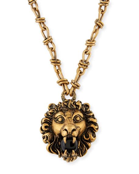 gucci lion necklace fake|gucci lion head necklace.